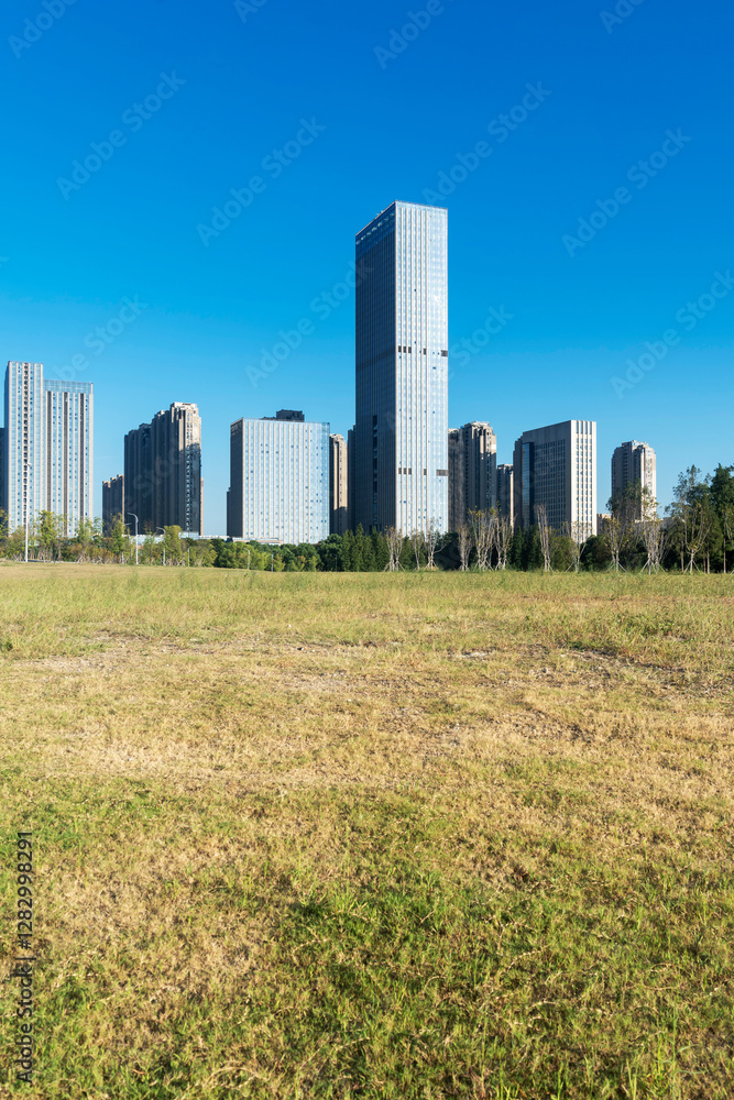 city park with modern building background in shanghai city park with modern building background in shanghai