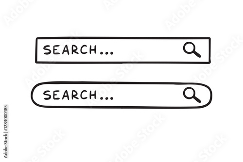 Doodle search bar hand drawn icon. Searching bars