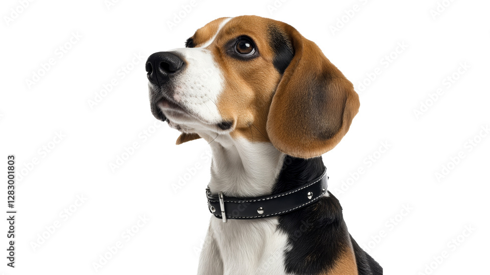 Beagle looking up with curious expression Beagle looking up with curious expression