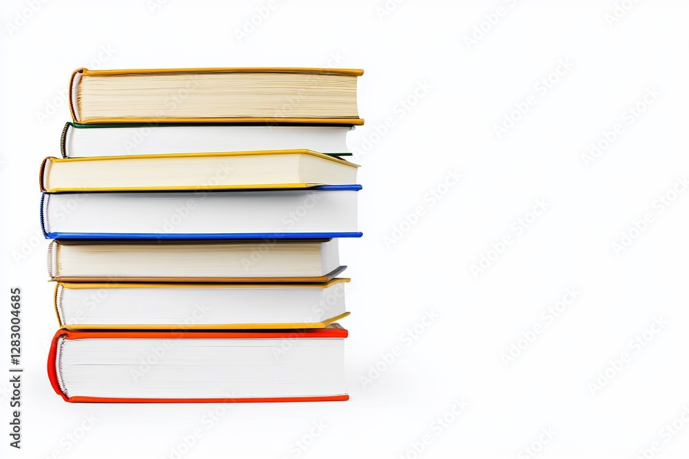 Stack of Colorful Books on White Background Stack of Colorful Books on White Background