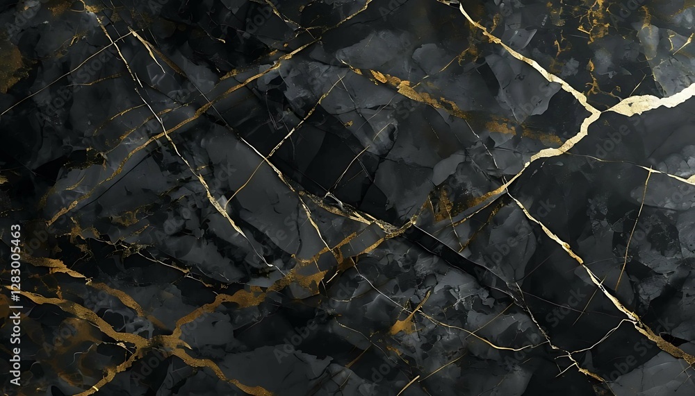 Abstract Black Marble Waves With Striking Gold Accents Abstract Black Marble Waves With Striking Gold Accents