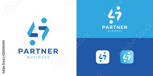 Creative partner business logo template. Partnership icon symbol. Community or teamwork logo design vector.