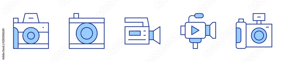 camera, video camera, photo camera. Camera Icon vector illustration. Line Duotone style. Editable stroke camera, video camera, photo camera. Camera Icon vector illustration. Line Duotone style. Editable stroke