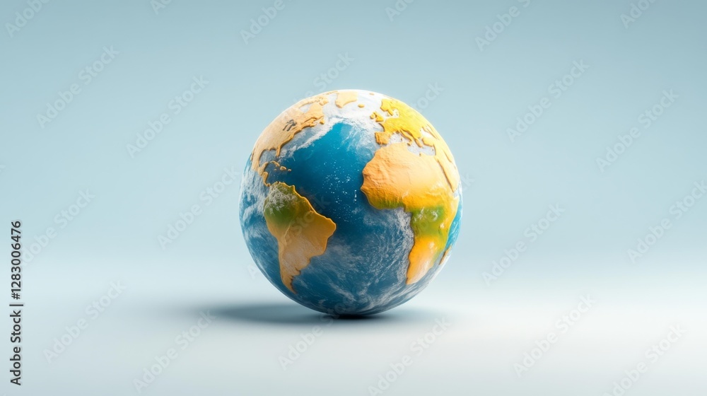 Miniature model of the Earth showing the continents and oceans with vibrant colors. Generative AI Miniature model of the Earth showing the continents and oceans with vibrant colors. Generative AI