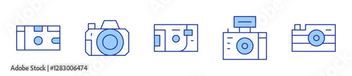 disposable camera, camera. Camera Icon vector illustration. Line Duotone style. Editable stroke