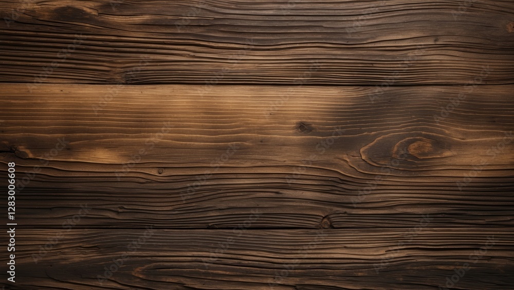 Fototapeta premium Dark wooden texture with deep grooves and natural patterns on surface suitable for backgrounds and design projects.