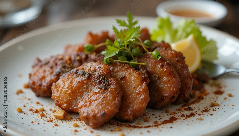 modern restaurant appetizer dried meat with spices modern restaurant appetizer dried meat with spices