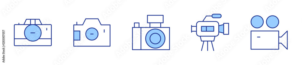 photo camera, video camera, camera. Camera Icon vector illustration. Line Duotone style. Editable stroke photo camera, video camera, camera. Camera Icon vector illustration. Line Duotone style. Editable stroke