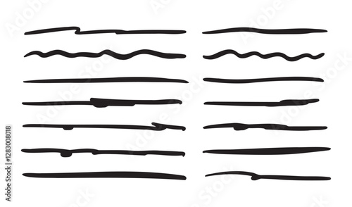 Doodle highlighting elements. Hand drawn lines, drawing line sketch style