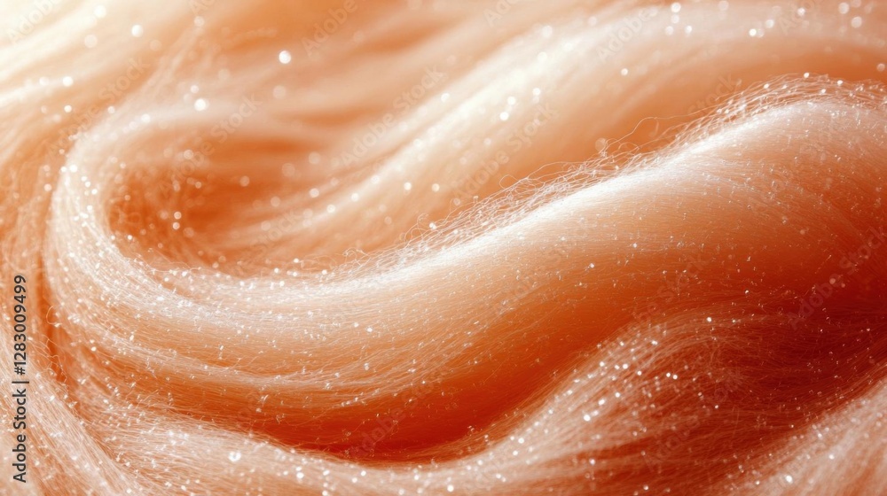 Fototapeta premium Glitter background of soft pink fabric with lights. Close up.