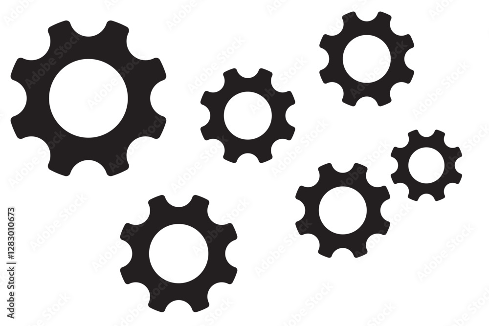 Gear set. Black gear wheel icons on white background - stock vector. Gear set. Black gear wheel icons on white background - stock vector.