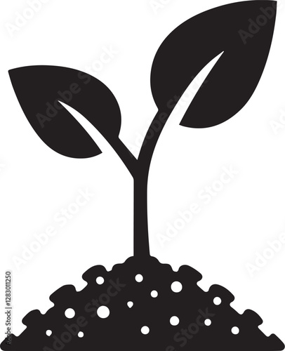 Sprouting seed vectors silhouette