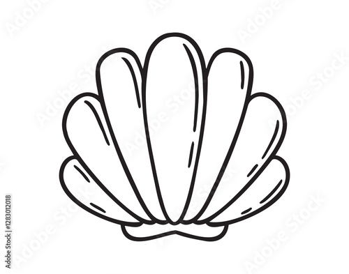 Seashell top view doodle hand drawn icon. Outline drawing Seashell top view line clipart symbol