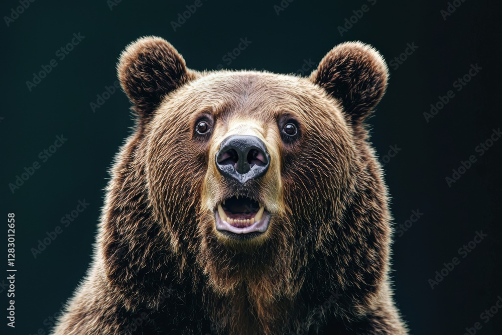 Obraz premium Comical bear expression with its wide eyes and mouth open in shock