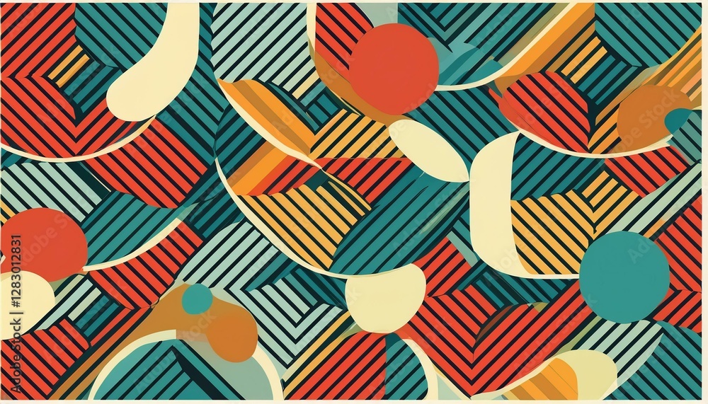 Naklejka premium Mid-Century Abstract Vector Pattern. Generated image