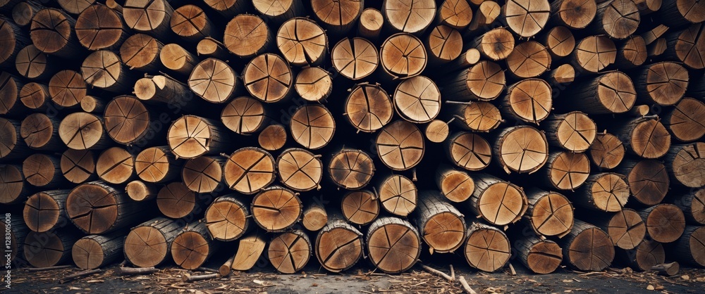 Stacked dried firewood logs background with distinct circular cross-sections showcasing natural wood textures and earthy tones. Stacked dried firewood logs background with distinct circular cross-sections showcasing natural wood textures and earthy tones.