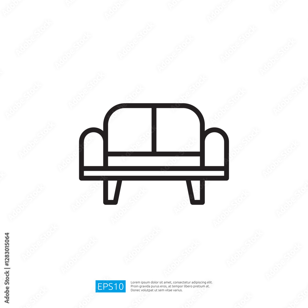 Minimalist Icon of a Comfortable Sofa with Clean Lines and Modern Design for Home and Interior Decoration Minimalist Icon of a Comfortable Sofa with Clean Lines and Modern Design for Home and Interior Decoration