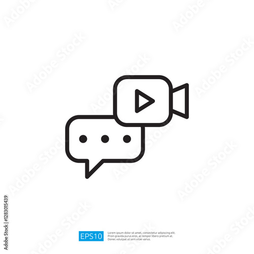 Communication Icon Featuring Chat Bubble and Video Play Button Symbolizing Digital Interaction and Online Engagement
