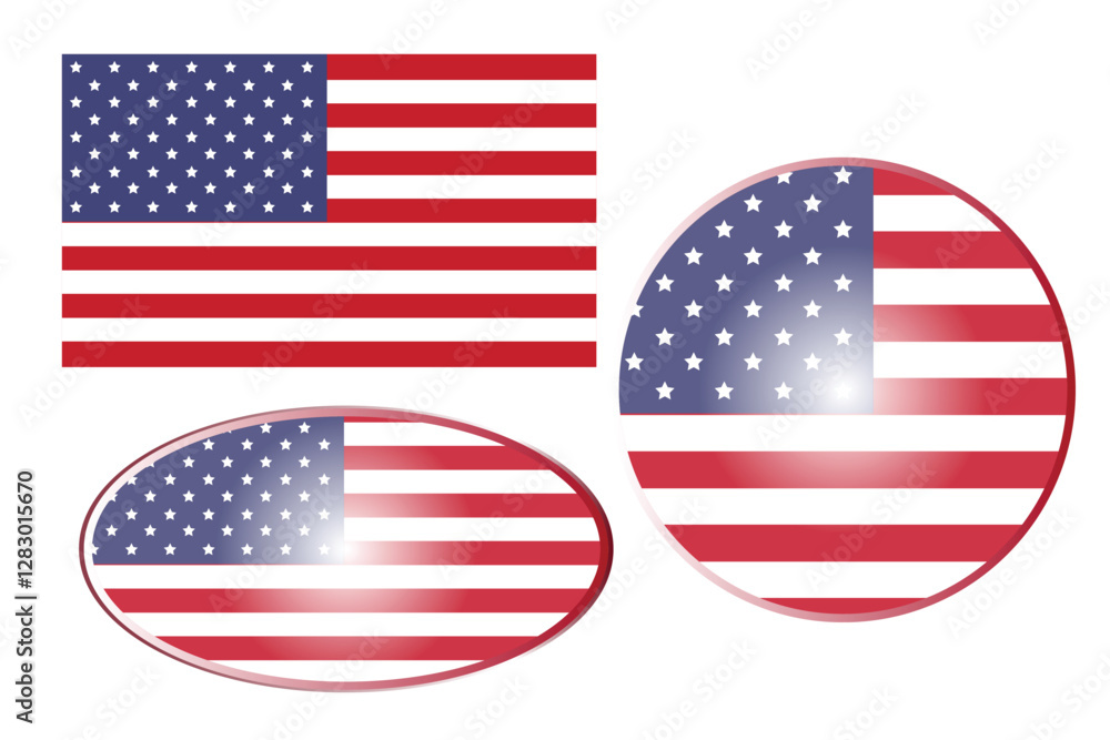 USA flag icons vector set. United States of America flat badges .Flag of usa vector flat symbol collection .USA flag labels set. Set of American flag icons isolated on transparent background. USA flag icons vector set. United States of America flat badges .Flag of usa vector flat symbol collection .USA flag labels set. Set of American flag icons isolated on transparent background.