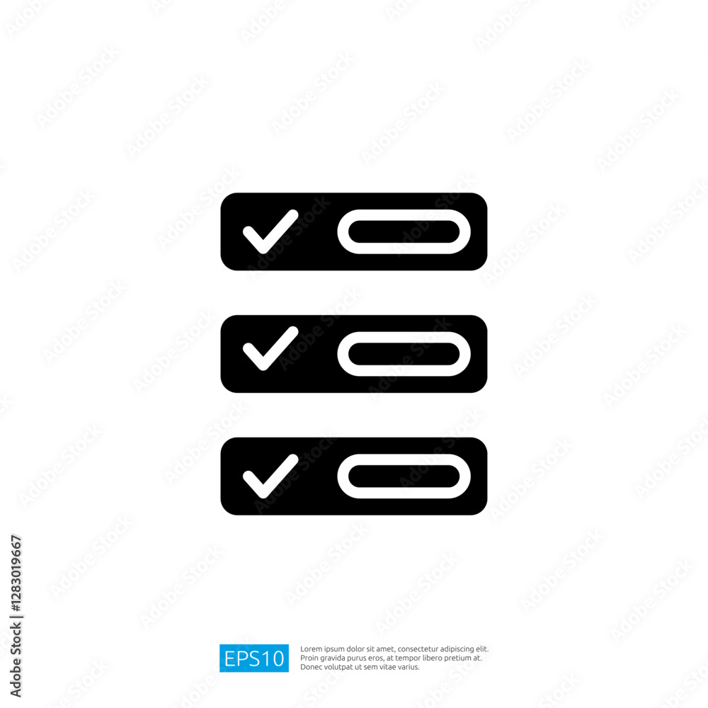 Three Checkmarks Icon in a Minimalist Design for Task Completion and Checklist Organization Three Checkmarks Icon in a Minimalist Design for Task Completion and Checklist Organization