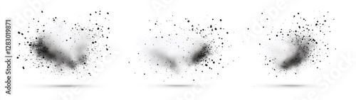 Abstract Black and White Ink Splashes on White Background