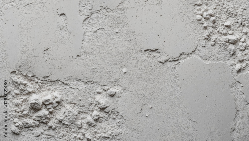 Textured white wall surface with cracks and uneven patches of plaster or paint in grayscale close-up image Textured white wall surface with cracks and uneven patches of plaster or paint in grayscale close-up image