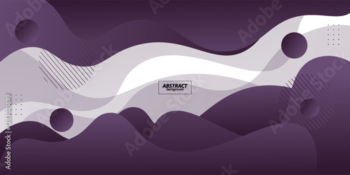 Purple geometric business banner design. Creative banner design with wave and circle shape as template. Simple horizontal banner. Vector Eps10