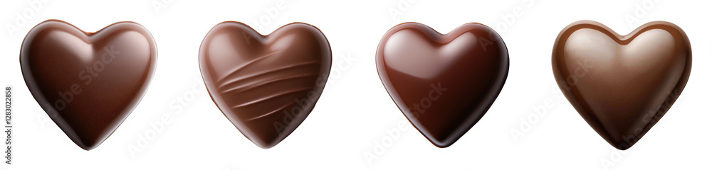 Assorted heart-shaped chocolates in various textures Assorted heart-shaped chocolates in various textures