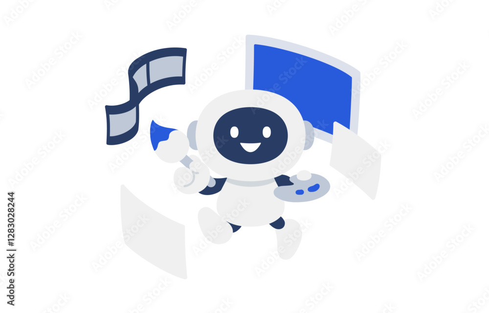 画像・イラスト・動画を生成するAIロボット【ベクターイラスト素材】 画像・イラスト・動画を生成するAIロボット【ベクターイラスト素材】