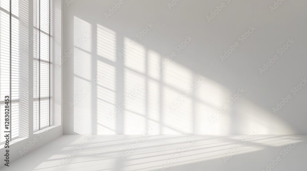 A realistic depiction of a white studio background with window frame and blind shadows, creating a natural lighting effect in a gobo-style overlay vector set A realistic depiction of a white studio background with window frame and blind shadows, creating a natural lighting effect in a gobo-style overlay vector set