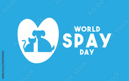 World Spay Day. February. Blue background. Flat design vector.