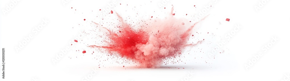 Obraz premium Red Powder Explosion on White Background for Creative Projects