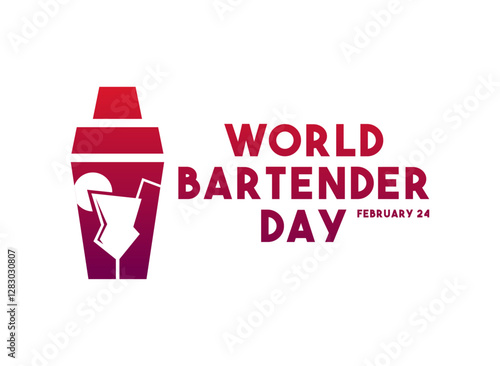 World Bartender Day. February 24. Gradient colors.