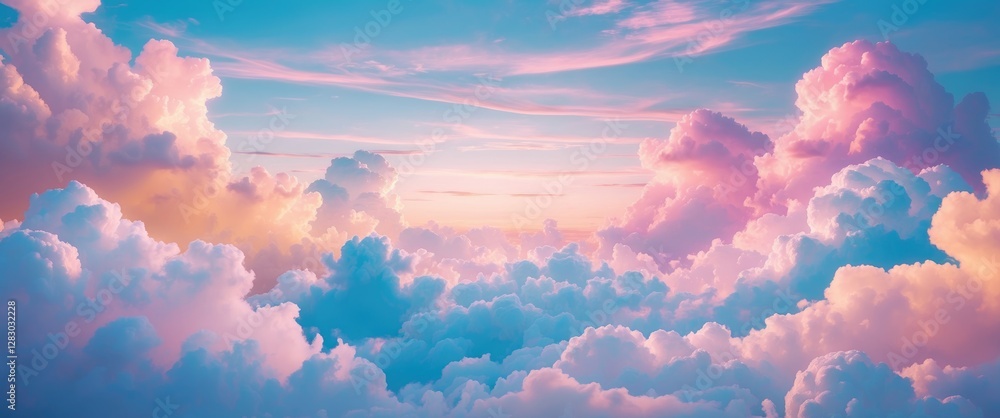 Colorful cloudscape during sunset with shades of pink, blue, and orange in the sky, creating a picturesque atmosphere Colorful cloudscape during sunset with shades of pink, blue, and orange in the sky, creating a picturesque atmosphere