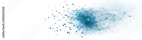 Abstract Digital Network Connection with Geometric Shapes and Dots