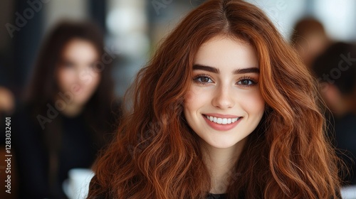 Wallpaper Mural Confident young woman smiling urban portrait photography warm atmosphere close-up view happiness and empowerment concept Torontodigital.ca