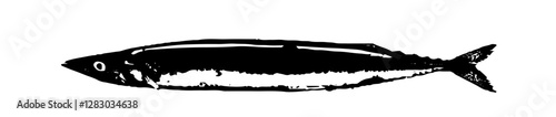 魚介の白黒シルエットイラスト fish silhouette design vector art illustration