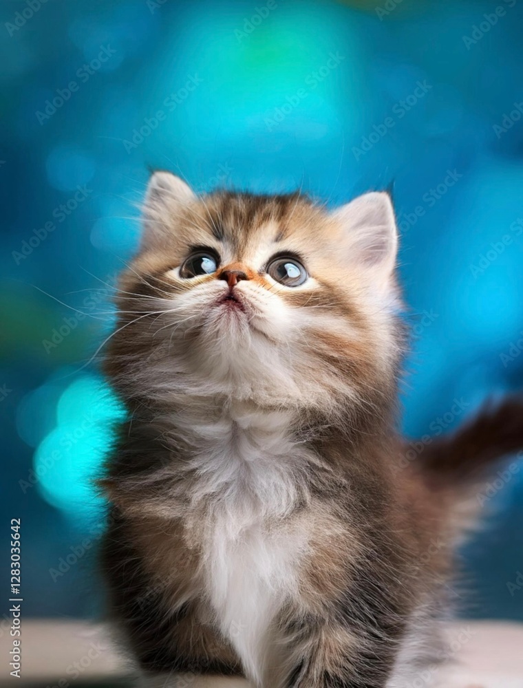 Fototapeta premium 上を見上げる可愛い子猫