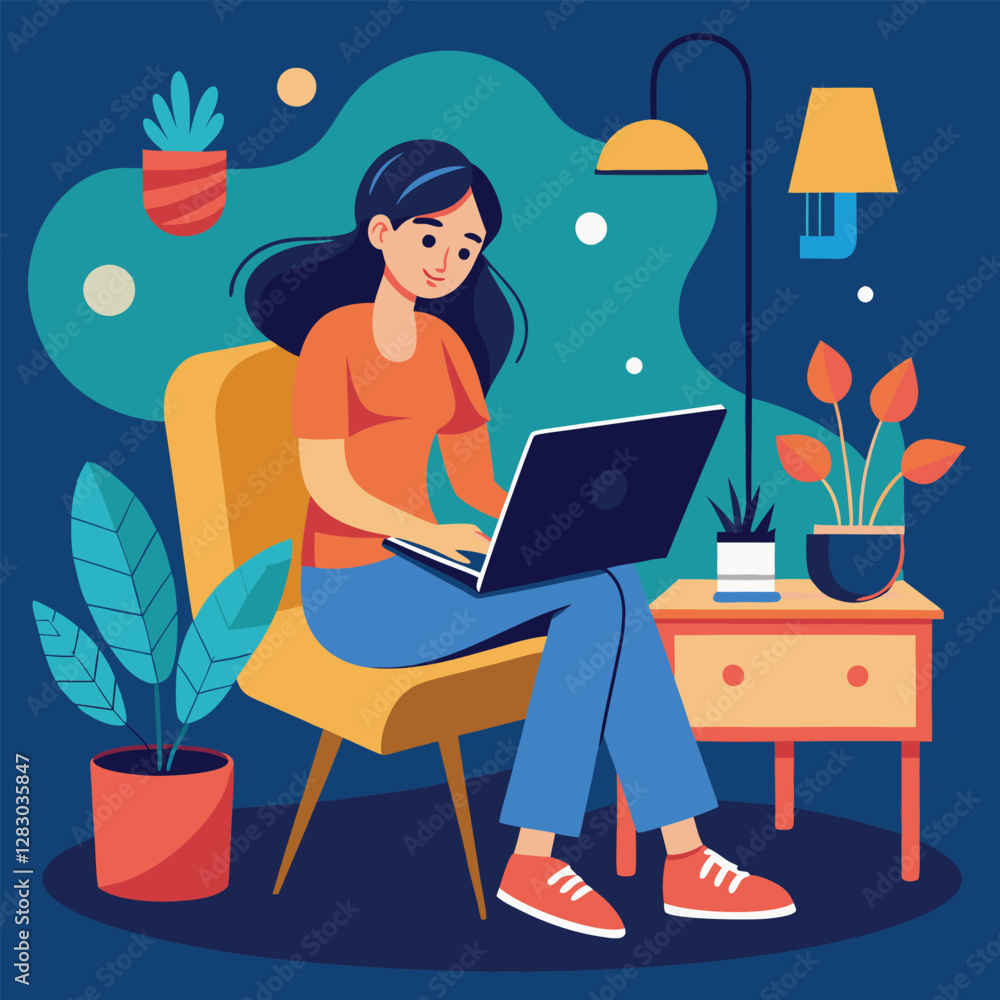 a girl is using his laptop vector
a girl is using his laptop vector