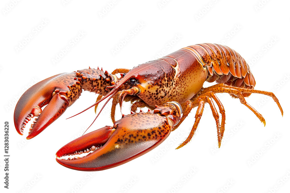 Colorful lobsters with big claws on display Colorful lobsters with big claws on display