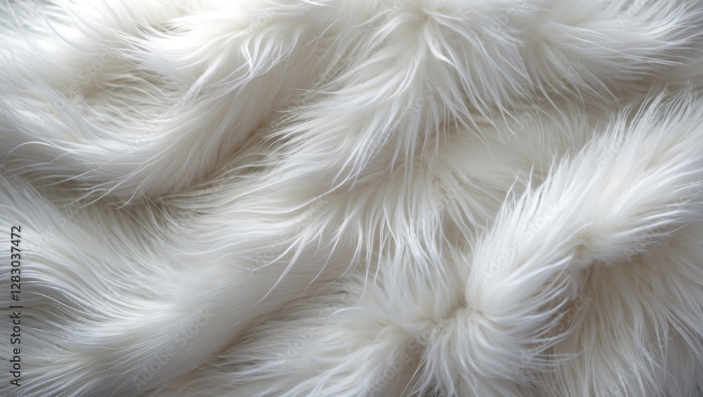 White fluffy fur texture with long strands and soft appearance suitable for backgrounds and textile design. White fluffy fur texture with long strands and soft appearance suitable for backgrounds and textile design.