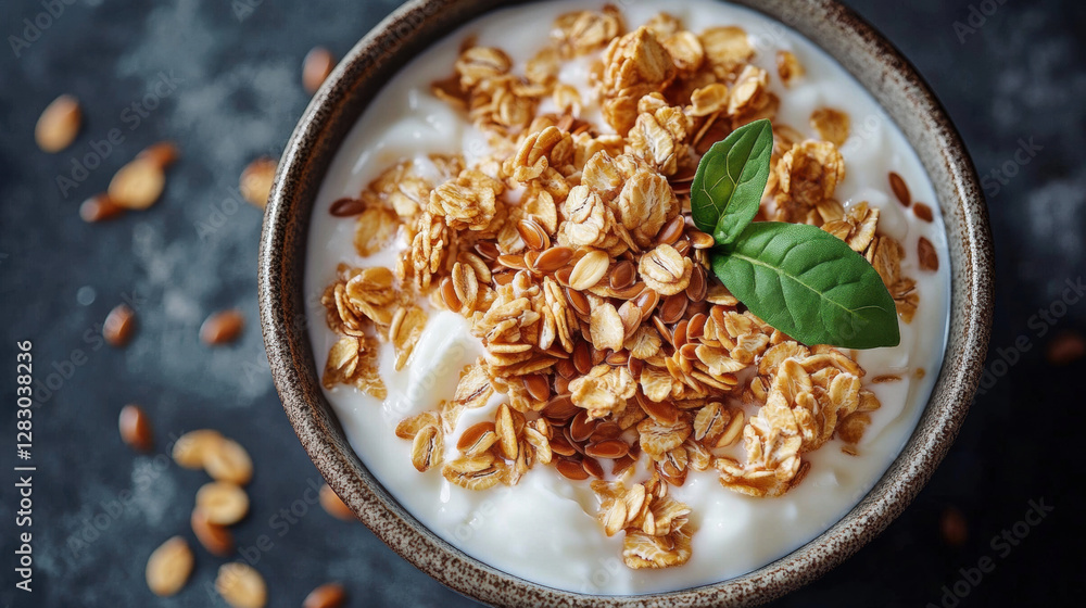 Laxative, A health-conscious individual adds flaxseeds to enhance their diet in this high-fidelity image. Laxative, A health-conscious individual adds flaxseeds to enhance their diet in this high-fidelity image.