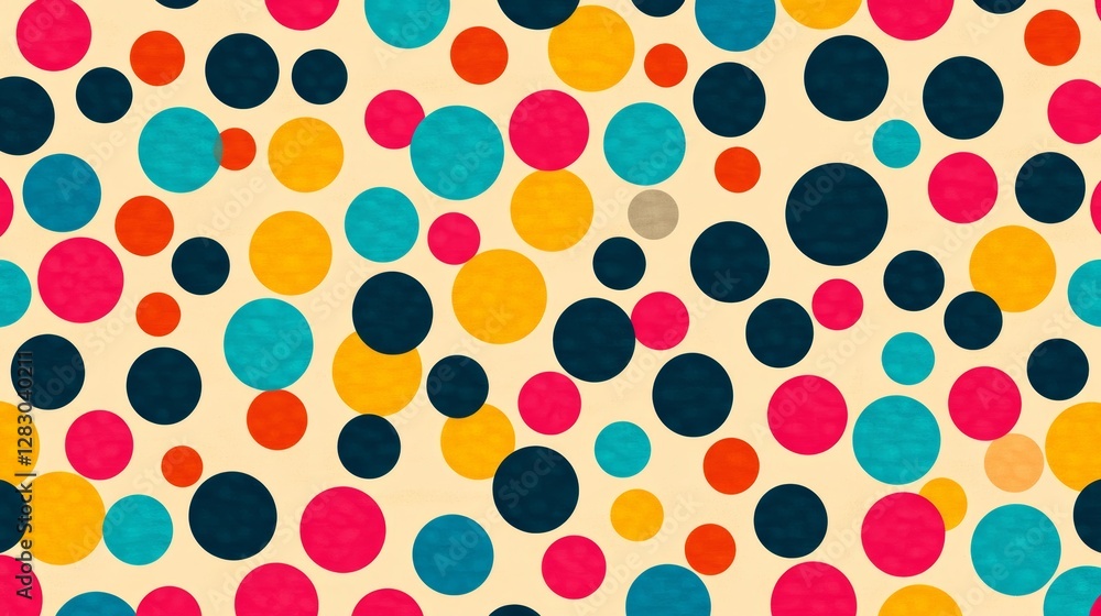 Vivid polka-dot design in a pop art style. Abstract pattern with bright colors. Memphis-inspired texture. Digital illustration. Vivid polka-dot design in a pop art style. Abstract pattern with bright colors. Memphis-inspired texture. Digital illustration.