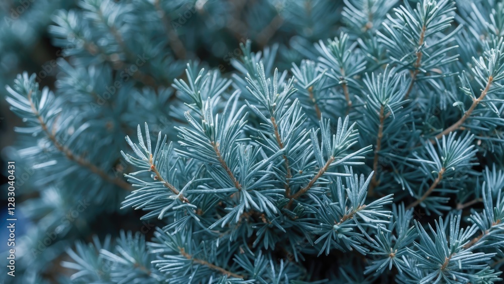 Blue Star juniper shrub with dense silver-blue evergreen needles in close-up detail highlighting its unique foliage texture. Blue Star juniper shrub with dense silver-blue evergreen needles in close-up detail highlighting its unique foliage texture.