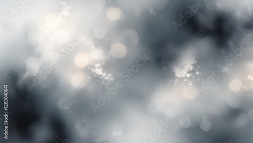 Abstract gray and white bokeh background soft blurred lights with diffused texture for graphic design and digital art use photo