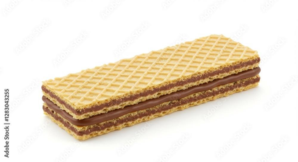 Crisp wafer biscuit with rich chocolate filling, isolated on white backdrop Crisp wafer biscuit with rich chocolate filling, isolated on white backdrop