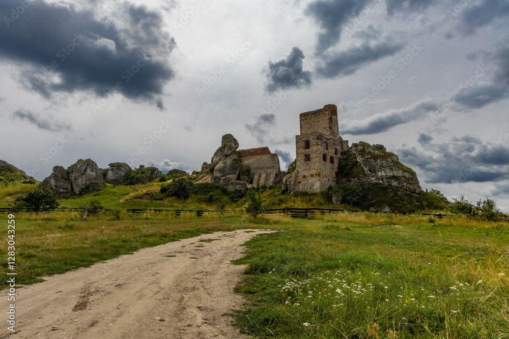 The castle in Olsztyn after reconstruction, renovation of the castle ruins, the Eagles' Nests trail, attractions of the Krakow-Czestochowa Upland Poland The castle in Olsztyn after reconstruction, renovation of the castle ruins, the Eagles' Nests trail, attractions of the Krakow-Czestochowa Upland Poland