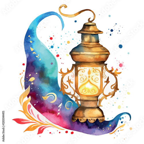 Magic Lantern Illustration Vector Watercolor Sublimation Clipart