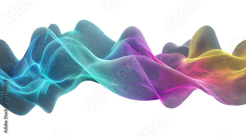 Iridescent Wave Fluid with Holographic Glow in Vibrant Neon Colors on Transparent Background Cutout