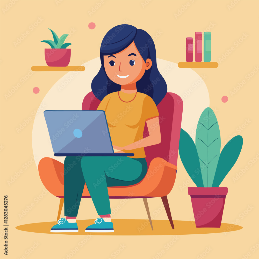 a girl is using his laptop vector
a girl is using his laptop vector